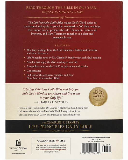 NASB, The Charles F. Stanley Life Principles Daily Bible, Holy Bible, New American Standard Bible by Charles F. Stanley||Thomas Nelson